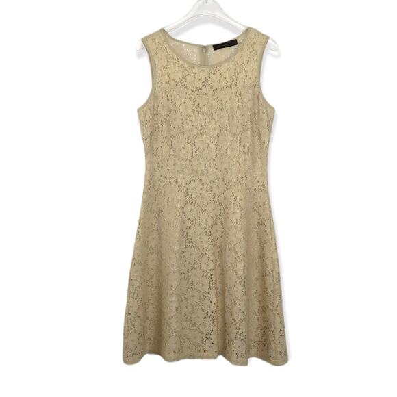 The Limited Gold Lace A-Line Dress Fit & Flare Sleeveless Midi Size 2 Small - Picture 2 of 6